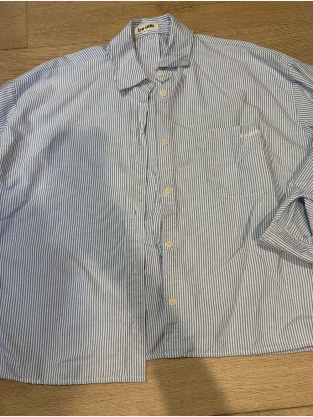 Djerf Avenue Blue and White Striped Button-Down Shirt